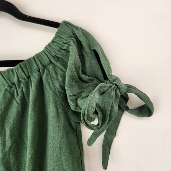 NWT Lulus Al Fresco Evenings Off the Shoulder Green Shift Dress Boho Women's M - Picture 4 of 7